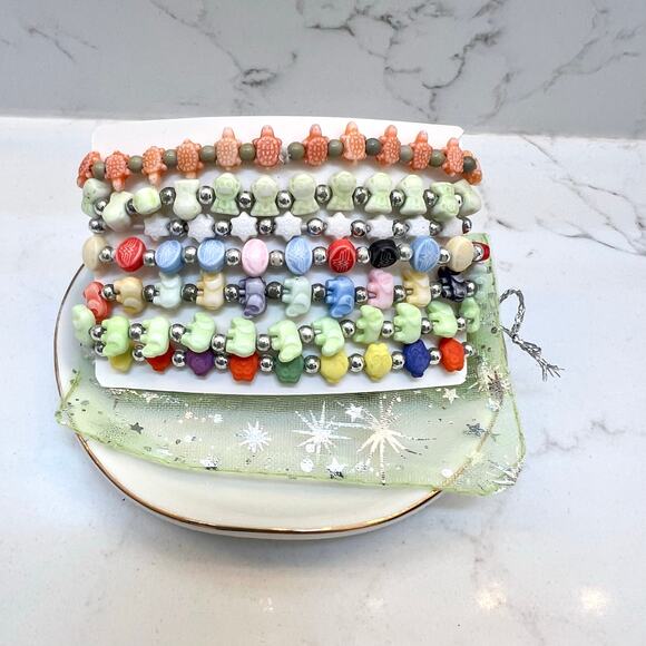 7 mini beaded stretch bracelets stacking bracelets - Picture 1 of 7